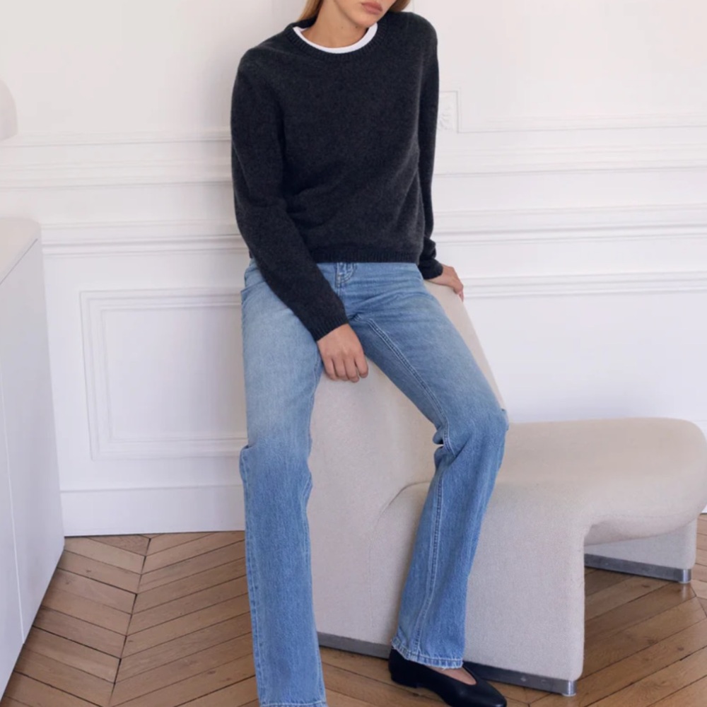 Rosaé Paris Cashmere sweater in charcoal grey 95% cashmere 5% wool MED New